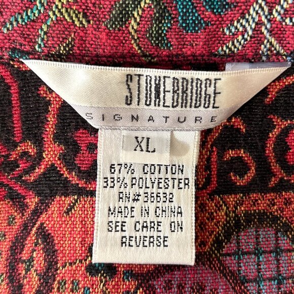 Stonebridge SZ XL Vintage patchwork tapestry jacket Cottage 80's Boho Western - Picture 9 of 10